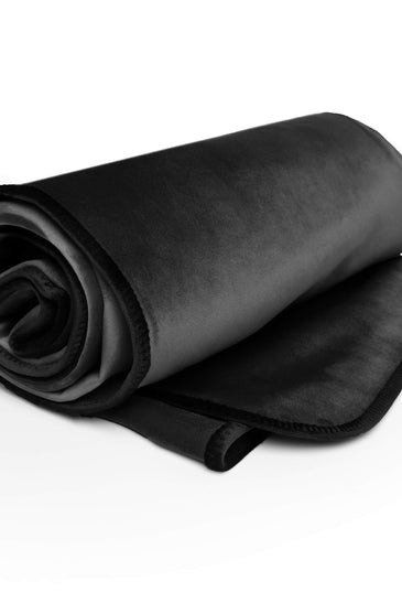 Fascinator Lush Throw  Black Microvelvet - King Size
